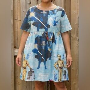 HANDMADE “Return of the Jedi” Upcycled Bed Sheets Babydoll Dress - Size Large